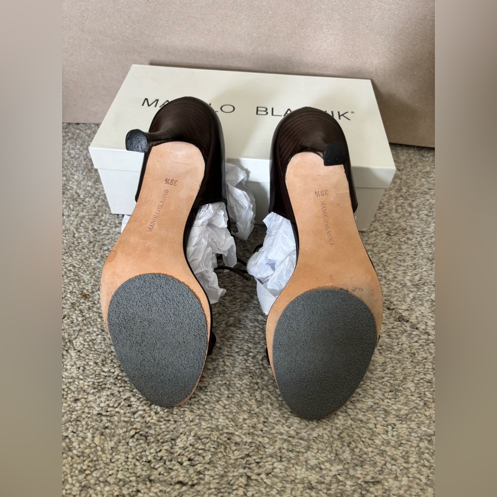 Manolo Blahnik Dark Brown Women's Sandals 3.5inch heel - Picture 3 of 9